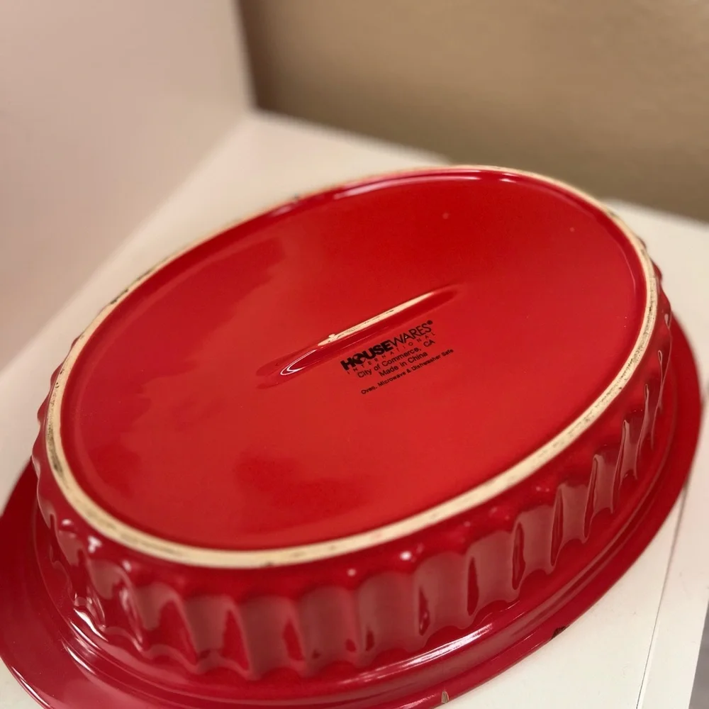 Housewares International Red Oval Ceramic Baking Dish | 13” Oven Safe